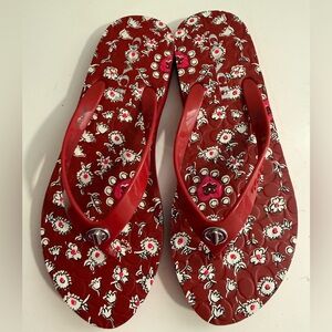 Coach Red Floral Flip Flop Sandals